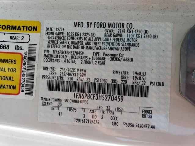 1FA6P8CF3H5270459 Ford MUSTANG GT