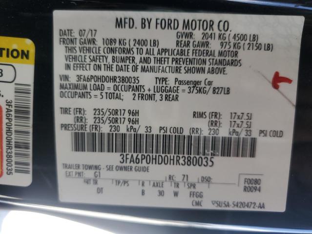 3FA6P0HD0HR380035 Ford FUSION SE