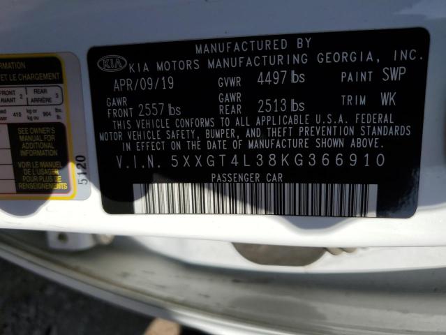 5XXGT4L38KG366910 KIA Optima Lx
