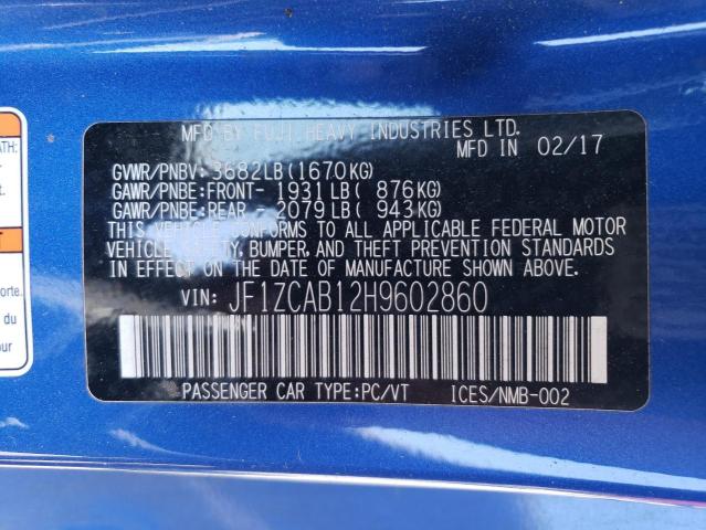 JF1ZCAB12H9602860 Subaru Brz 2.0 Premium