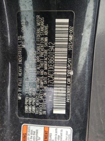 VIN: JF1ZCAC1XE8601942 Auction: COPART Lot: 57041733 Location: KY - EARLINGTON JF1ZCAC1XE8601942 SUBARU BRZ 2014 CHARCOAL Photo 12