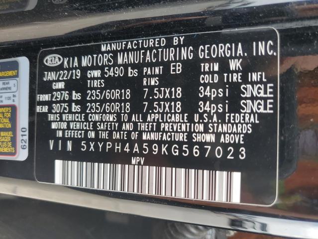5XYPH4A59KG567023 KIA SORENTO EX