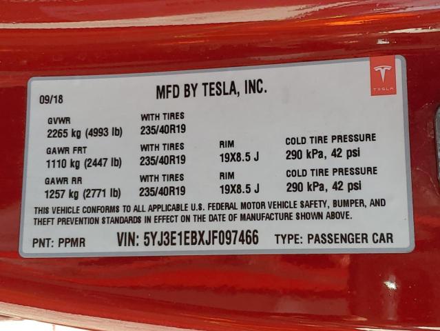 5YJ3E1EBXJF097466 Tesla MODEL 3
