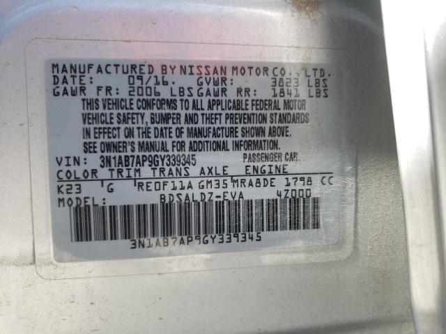 3N1AB7AP9GY339345 Nissan SENTRA S