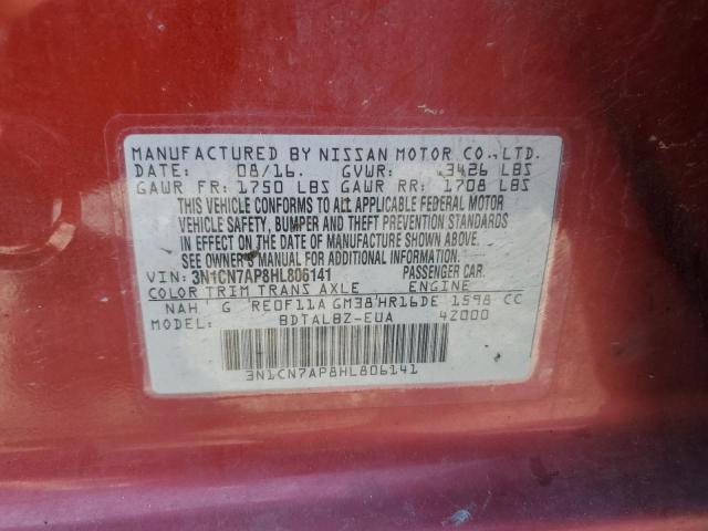 3N1CN7AP8HL806141 Nissan VERSA S