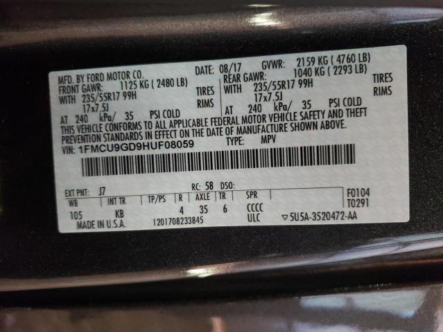 1FMCU9GD9HUF08059 Ford ESCAPE SE