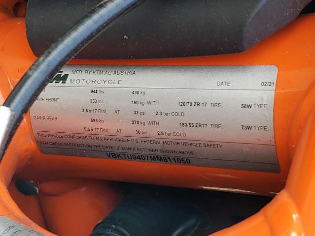 2021 KTM 890 DUKE R - VBKTU9407MM811050