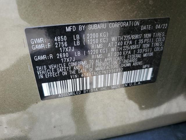 4S4BTACC7N3236822 Subaru Outback Premium