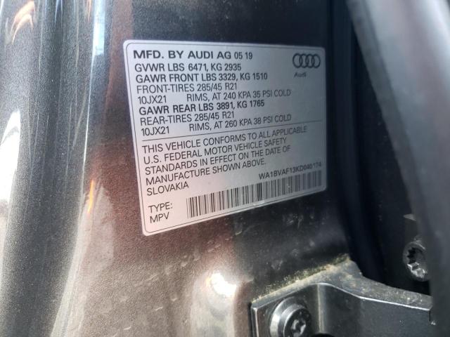 2019 AUDI Q8 PREMIUM WA1BVAF13KD040174