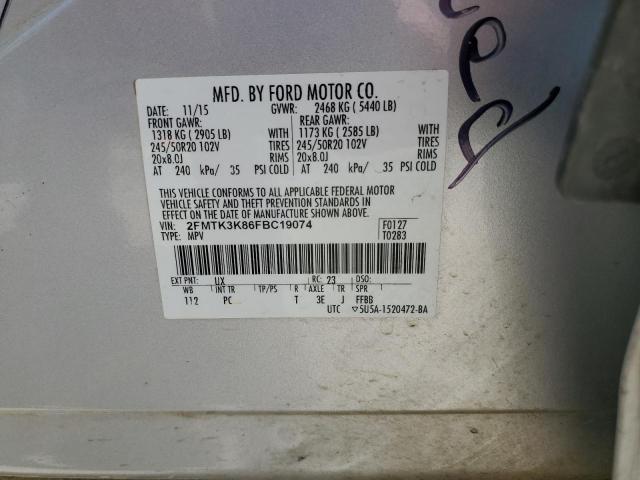 2FMTK3K86FBC19074 2015 FORD EDGE, photo no. 13