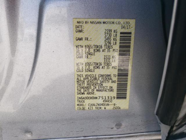 1N6AD0ER0HN751319 Nissan FRONTIER S