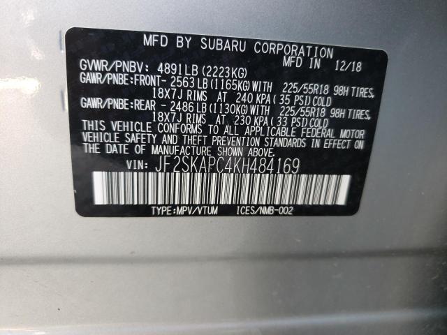 2019 SUBARU FORESTER S - JF2SKAPC4KH484169
