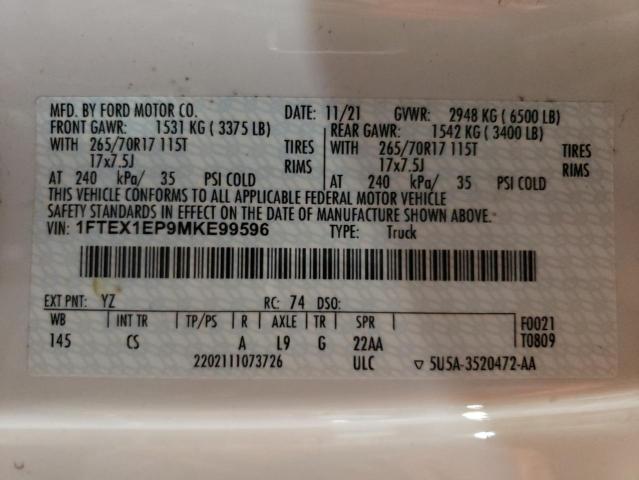 1FTEX1EP9MKE99596 Ford F150 Super Cab