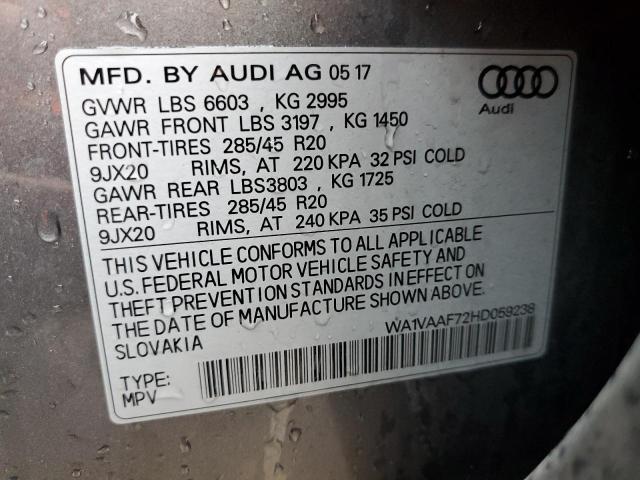 WA1VAAF72HD059238 2017 AUDI Q7, photo no. 13