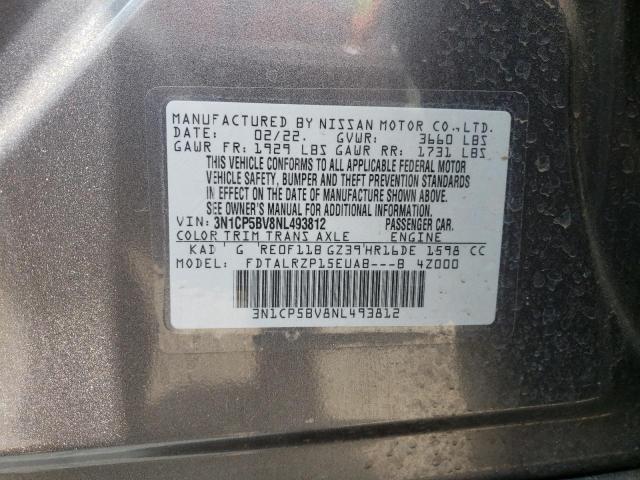 3N1CP5BV8NL493812 Nissan KICKS S