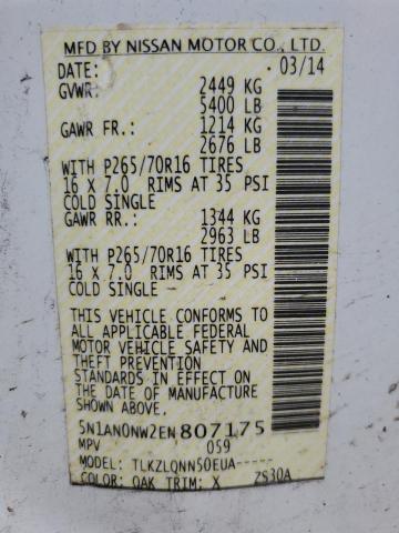 5N1AN0NW2EN807175 Nissan XTERRA X