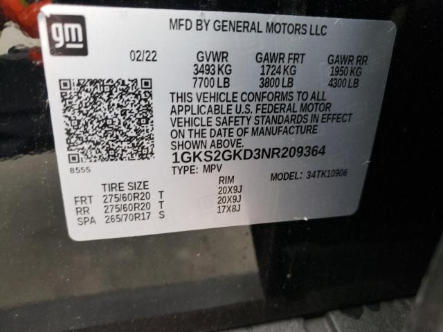 1GKS2GKD3NR209364 GMC Yukon Xl K1500 Slt