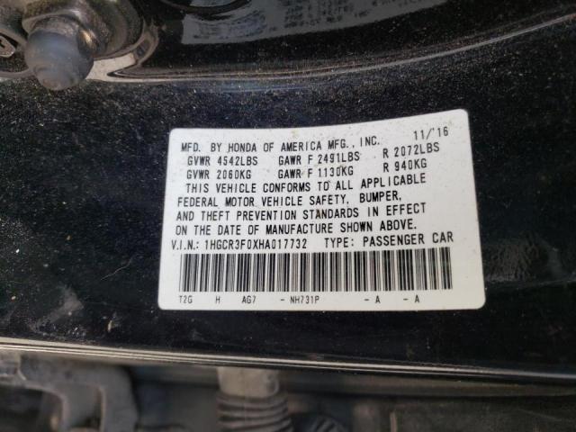 2017 HONDA ACCORD SED 1HGCR3F0XHA017732