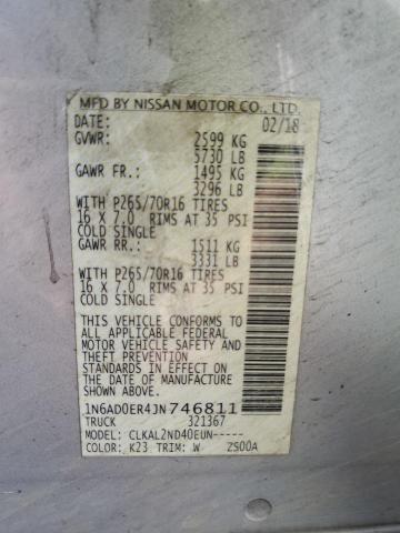 1N6AD0ER4JN746811 Nissan FRONTIER S