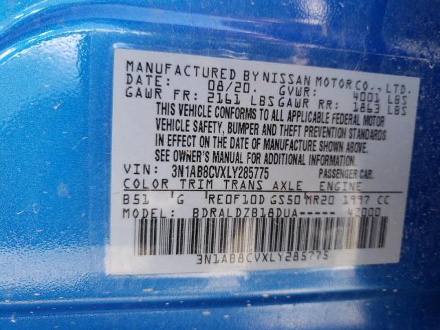 3N1AB8CVXLY285775 Nissan SENTRA SV