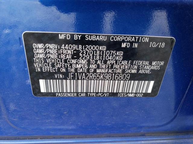 JF1VA2R65K9816809 Subaru Wrx Sti
