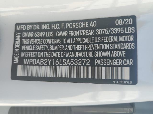 VIN WP0AB2Y16LSA53272 2020 Porsche Taycan, 4S no.12