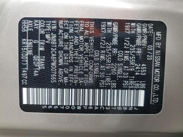 JN8BT3CA6PW007665 Nissan Rogue Sl