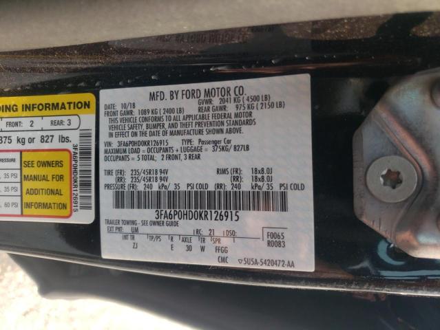 3FA6P0HD0KR126915 2019 FORD FUSION - Image 12