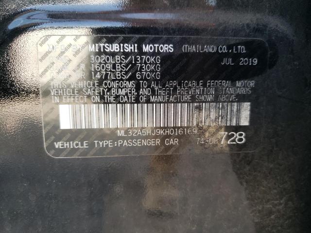2019 MITSUBISHI MIRAGE LE ML32A5HJ9KH016169