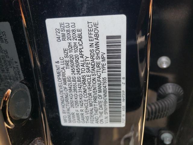 2022 HONDA PILOT BLAC - 5FNYF6H74NB047935