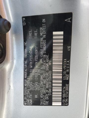 5TDKK3DC8FS564400 Toyota SIENNA LE