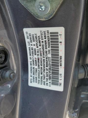 2020 HONDA CIVIC 4D E 19XFC1F33LE211777