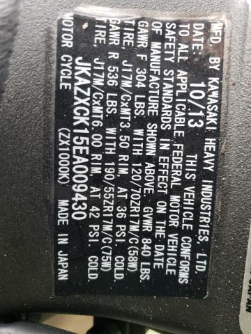 2014 KAWASAKI ZX1000 K JKAZXCK15EA009430