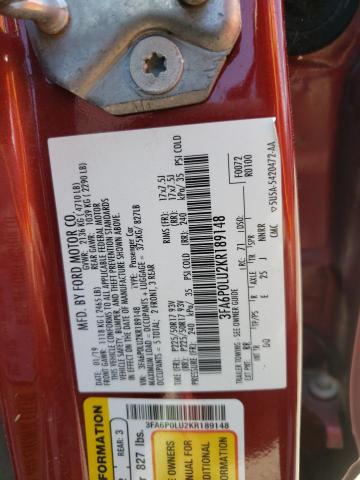 3FA6P0LU2KR189148 Ford FUSION SE