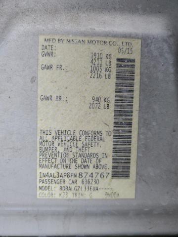 1N4AL3AP8FN874767 Nissan ALTIMA 2.5