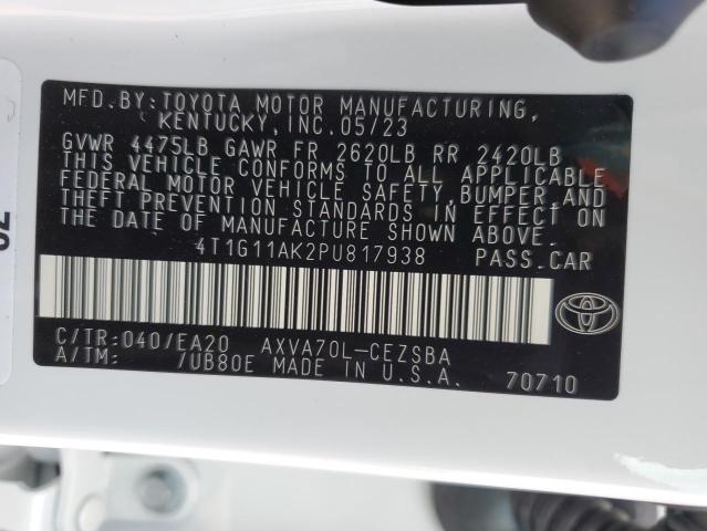 4T1G11AK2PU817938 Toyota Camry Se Night Shade