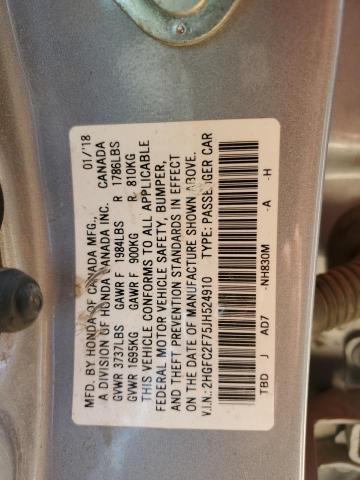 2018 HONDA CIVIC EX - 2HGFC2F75JH524910