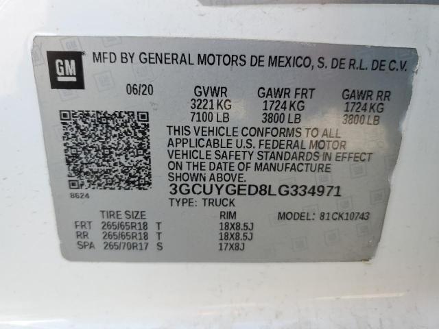 3GCUYGED8LG334971 Chevrolet Silverado K1500 Ltz