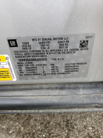 2017 CHEVROLET TRAVERSE L - 1GNKVGKD9HJ291615