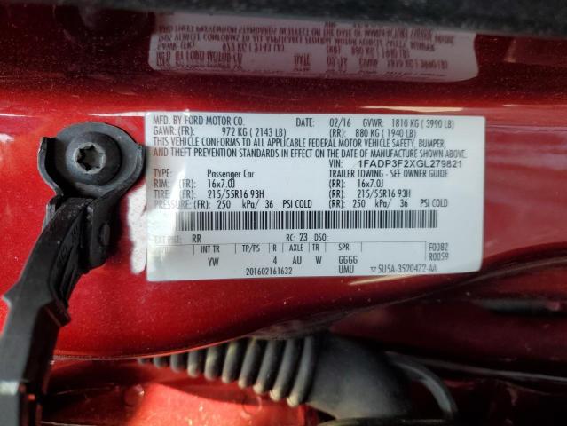 1FADP3F2XGL279821 Ford FOCUS SE