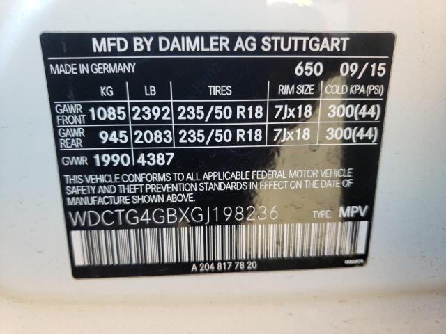 WDCTG4GBXGJ198236 Mercedes-Benz Gla 250 4matic