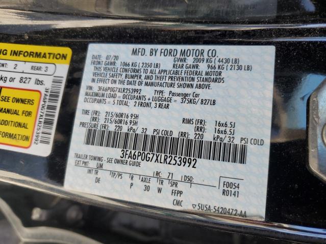 3FA6P0G7XLR253992 Ford FUSION S