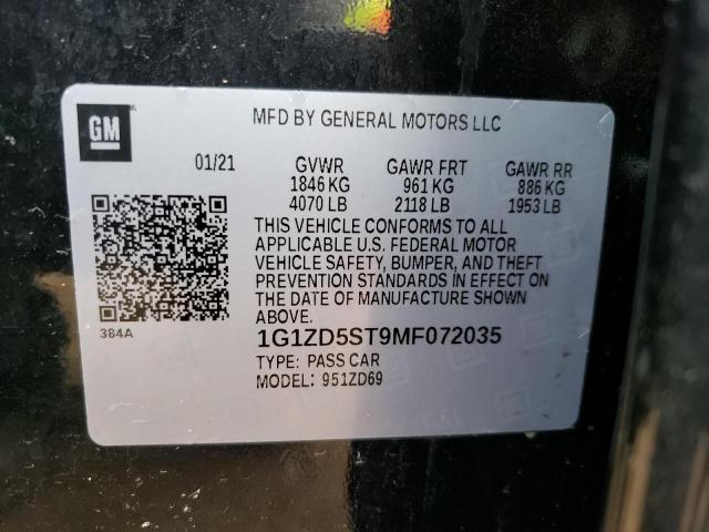2021 CHEVROLET MALIBU LT - 1G1ZD5ST9MF072035