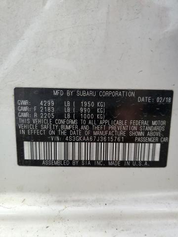 VIN: 4S3GKAA67J3615761 Auction: COPART Lot: 58050613 Location: MI - IONIA 4S3GKAA67J3615761 SUBARU IMPREZA 2018 WHITE Photo 12
