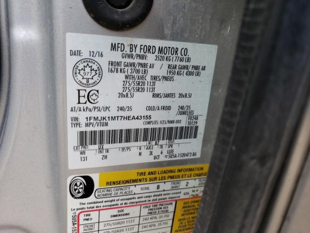 1FMJK1MT7HEA43155 Ford Expedition El Platinum