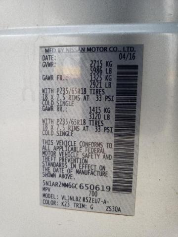 5N1AR2MM6GC650619 Nissan Pathfinder S