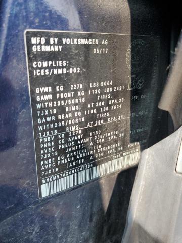 2017 VOLKSWAGEN TIGUAN COM WVGMV7AX4HK041394