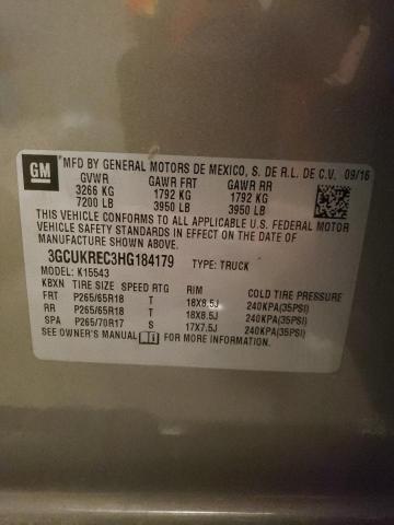 2017 CHEVROLET SILV1500 4 3GCUKREC3HG184179