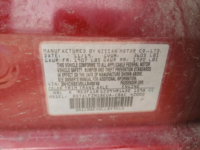 3N1CN8EV0LL849010 Nissan VERSA SV