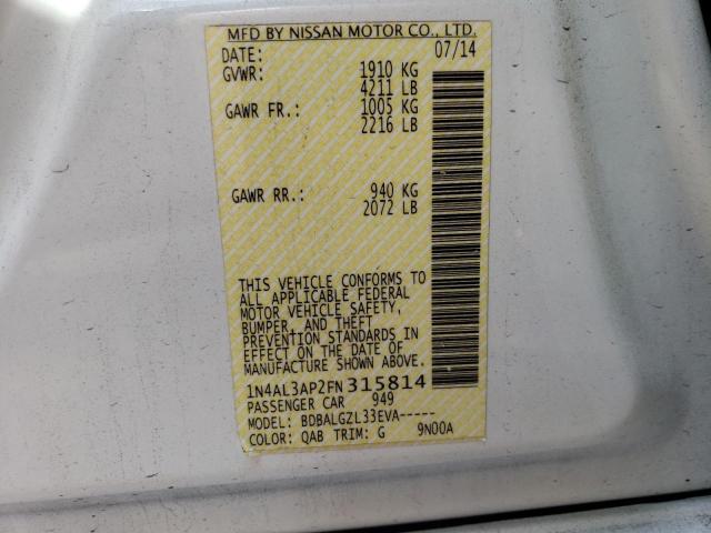 1N4AL3AP2FN315814 Nissan ALTIMA 2.5